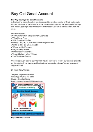 Buy Old Gmail Account