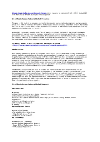 global cloud radio access network market size