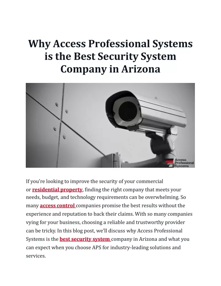 why access professional systems is the best security system company in arizona