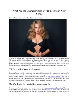 what are the characteristics of vip escorts