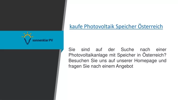 kaufe photovoltaik speicher sterreich