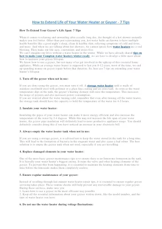 how to extend life of your water heater or geyser
