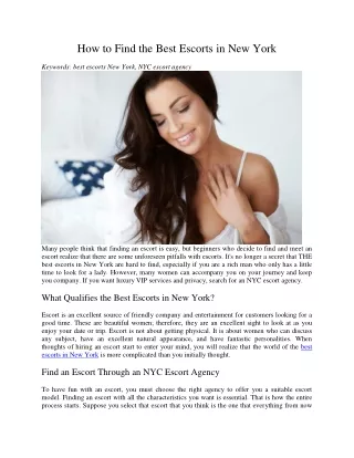 how to find the best escorts in new york