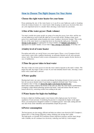 how to choose the right geyser for your home
