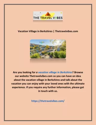 Vacation Village in Berkshires | Thetravelvibes.com