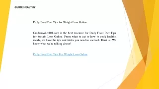 Daily Food Diet Tips for Weight Loss Online  Guidemydiet101.com