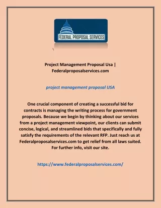 Project Management Proposal Usa | Federalproposalservices.com