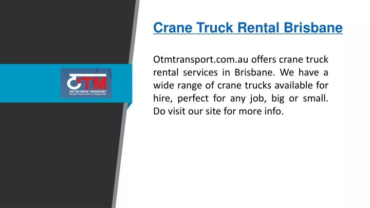 crane truck rental brisbane