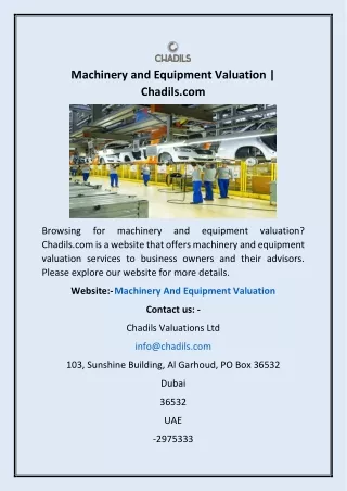 machinery and equipment valuation chadils com