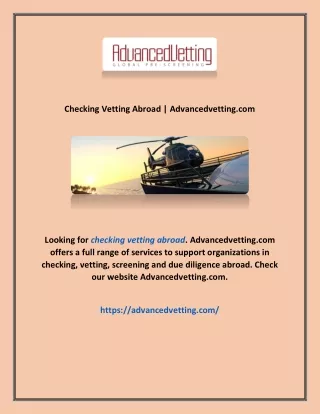 Checking Vetting Abroad | Advancedvetting.com