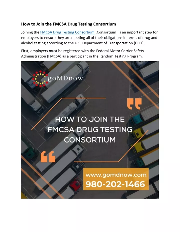 how to join the fmcsa drug testing consortium