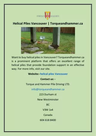 helical piles vancouver torqueandhammer ca