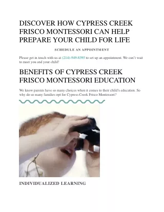 The Best Montessori Schooling in Frisco, TX