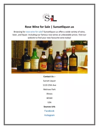 Rose Wine for Sale  Sunsetliquor.us