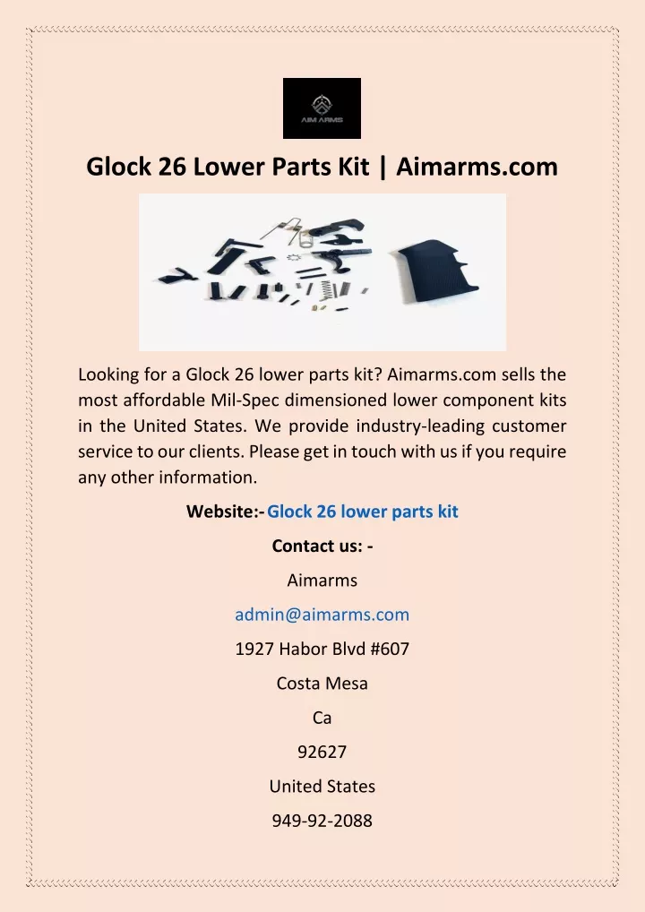 glock 26 lower parts kit aimarms com