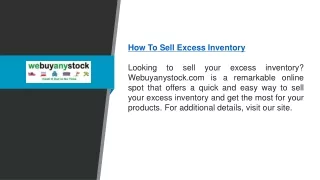 How To Sell Excess Inventory   Webuyanystock.com