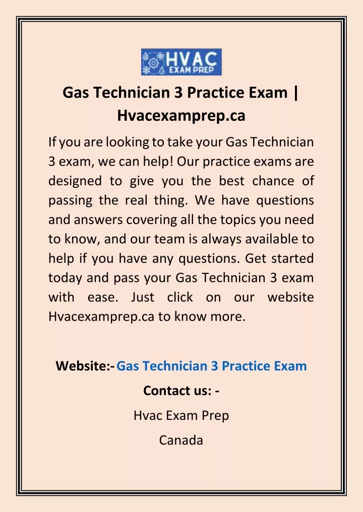 gas technician 3 practice exam hvacexamprep ca