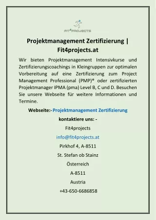Projektmanagement Zertifizierung | Fit4projects.at