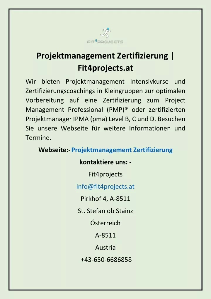 projektmanagement zertifizierung fit4projects at