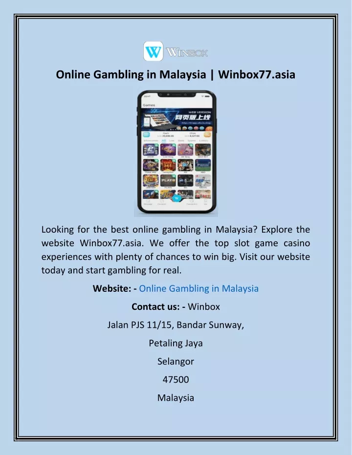 online gambling in malaysia winbox77 asia