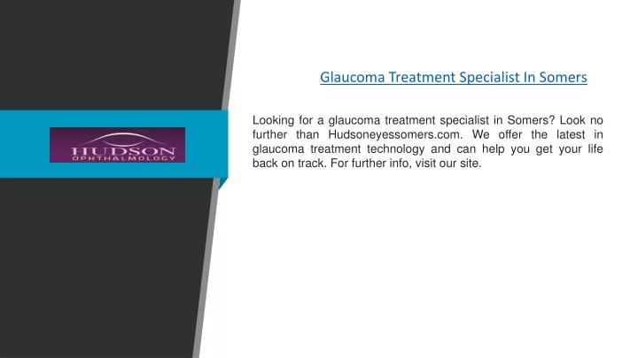 glaucoma treatment specialist in somers