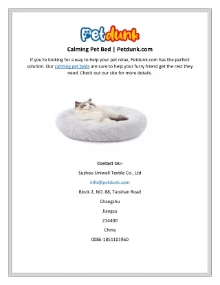 calming pet bed petdunk com