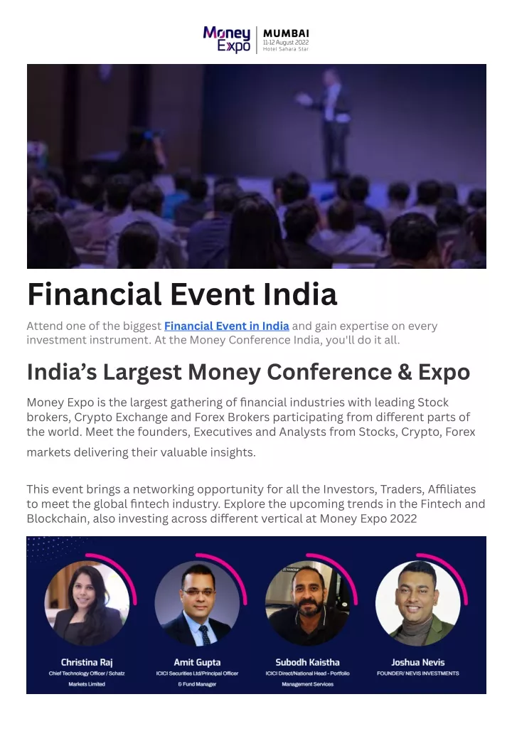 financial event india attend one of the biggest