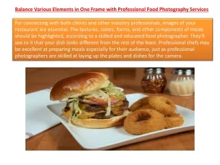 Balance Various Elements in One Frame with Professional Food Photography Service