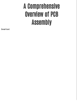 A Comprehensive Overview of PCB Assembly