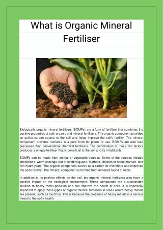 what is organic mineral fertiliser