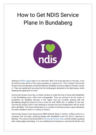 how to get ndis service plane in bundaberg