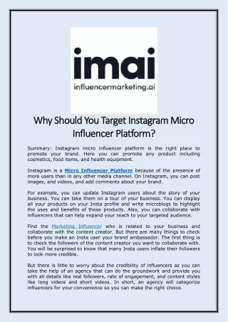 Why Should You Target Instagram Micro Influencer Platform