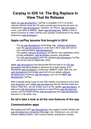 carplay in ios 14 the big replace in view that