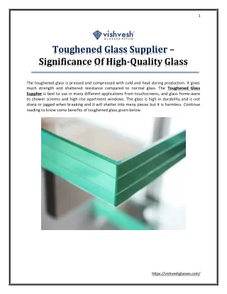 Toughened Glass Supplier Significance Of High Quality Glass_