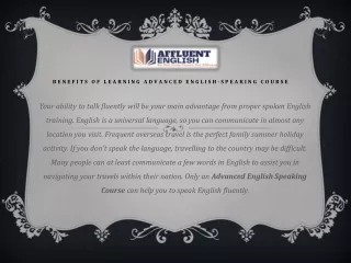 Benefits of learning Advanced English-Speaking Course