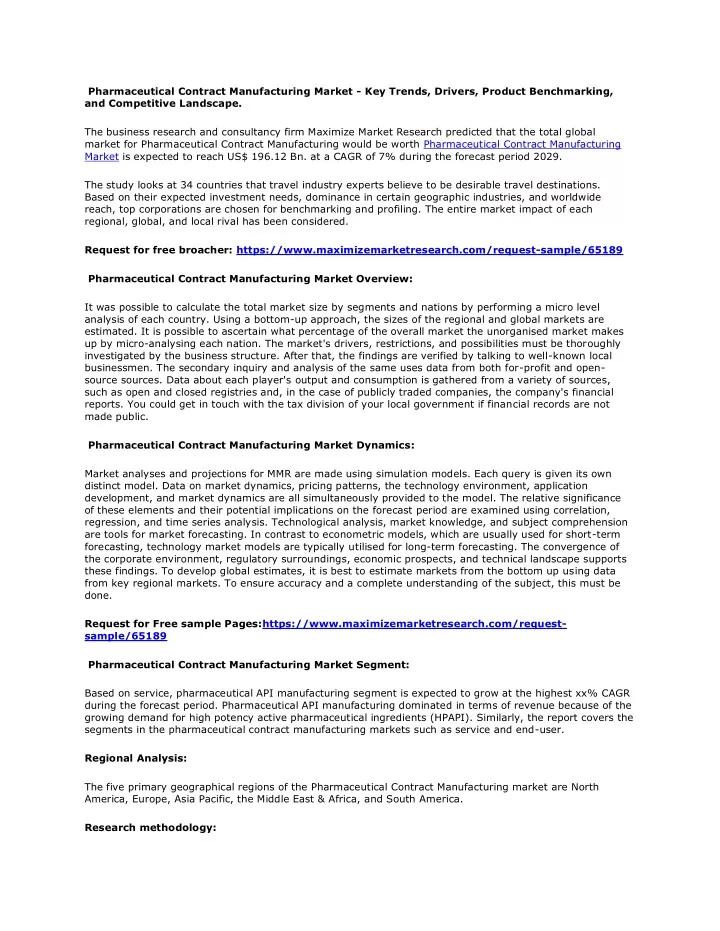 pharmaceutical contract manufacturing market