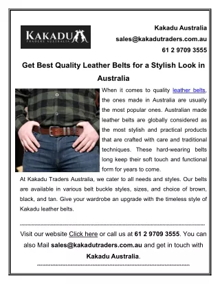 Get Best Quality Leather Belts for a Stylish Look in Australia