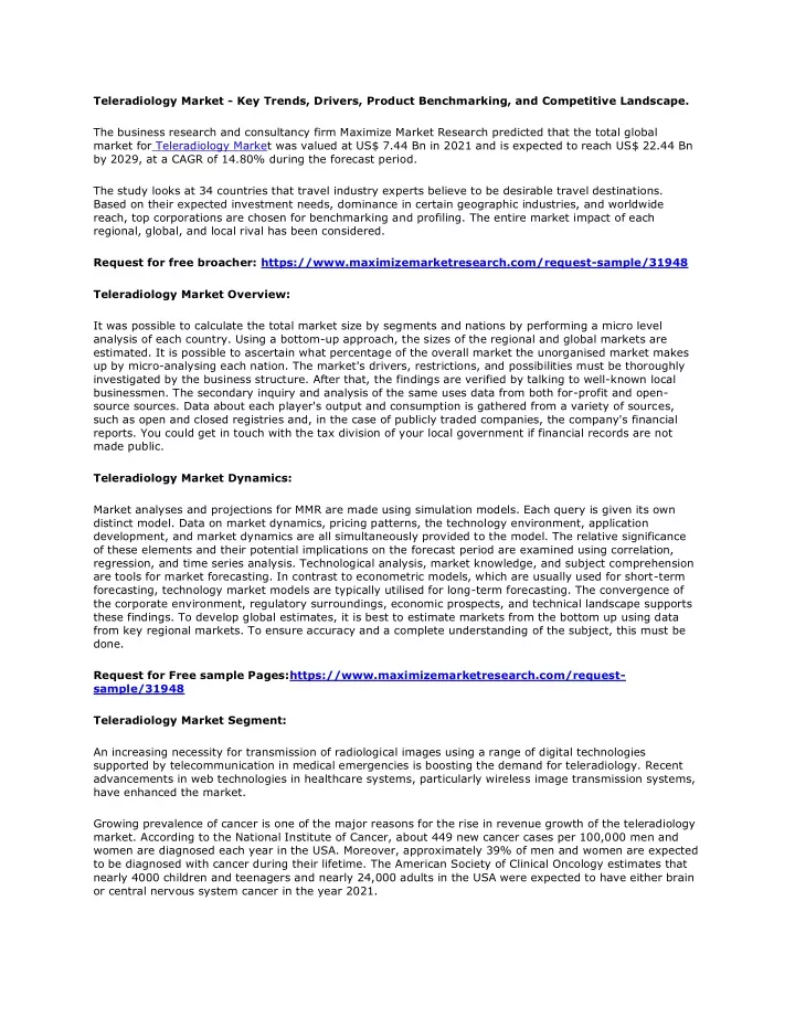 teleradiology market key trends drivers product