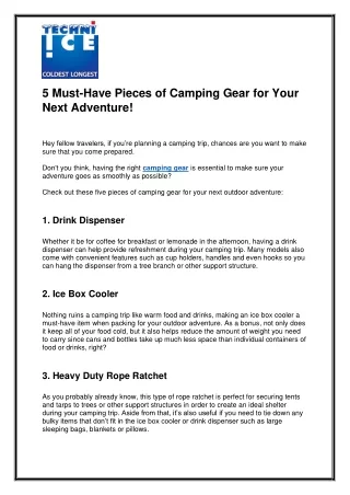 5 Must-Have Pieces of Camping Gear for Your Next Adventure!