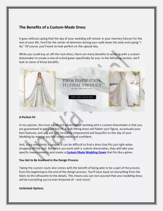 Benefits of a Custom-Made Dress