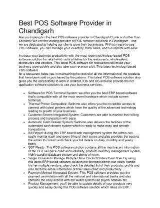 Best POS Software Provider in Chandigarh