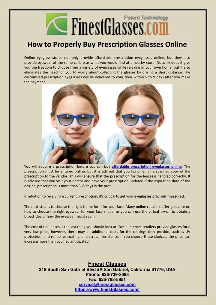 how to properly buy prescription glasses online