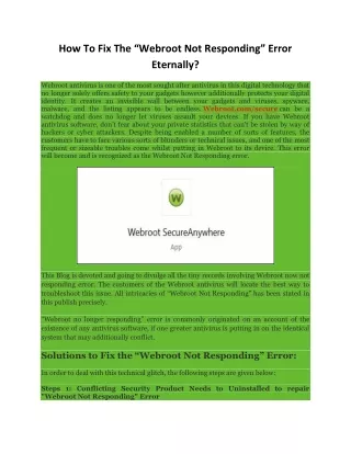 how to fix the webroot not responding error