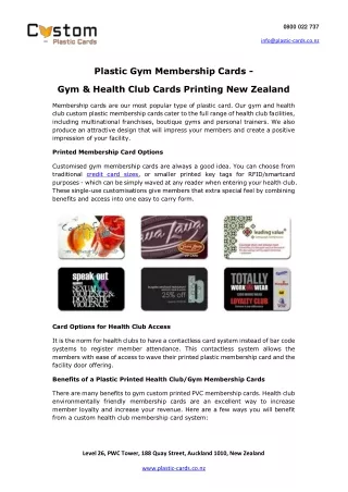 Plastic Gym Membership Cards | Gym & Health Club Cards Printing New Zealand
