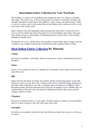 Indian Fabric Collection