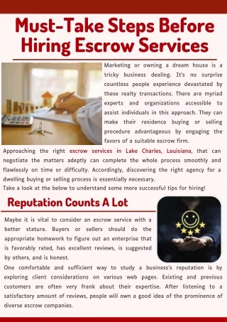 Must-Take Steps Before Hiring Escrow Services