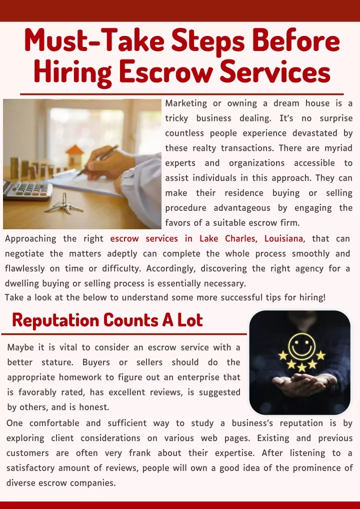 must take steps before hiring escrow services