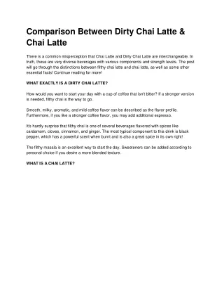 comparison between dirty chai latte chai latte