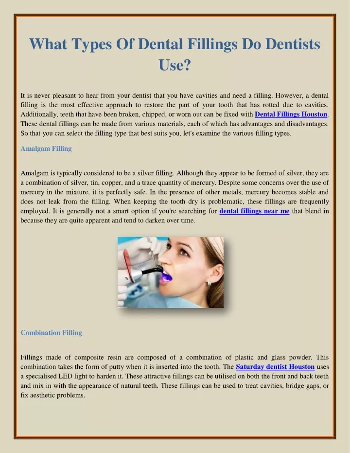 what types of dental fillings do dentists use