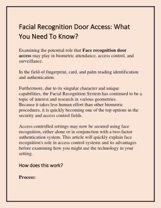 Facial Recognition Door Access: What You Need To Know?